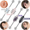 Unisex Stainless Steel Barbell Ear Earrings Long Industrial Piercing Natural Stone Hexagonal Ear Cartilage Claw Setting Weddings