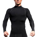 Men Spring Breathable High Collar Long Sleeve Shirt Running Gym Workout Top Sportswear Training