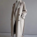 Wholesale 2026 Autumn and Winter New Solid Color Coat Korean Mid-length Loose Over the Knee Waist Casual Women Woolen Coat