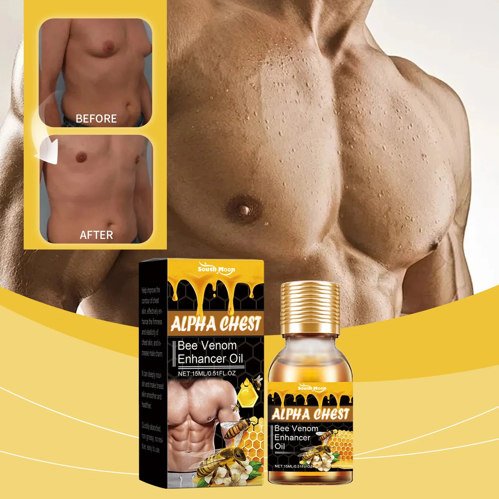 Organic Men's Chest Shaping Oil Chest Firming and Body Shaping Oil Mild and Non-irritating in Stock Wholesale Price