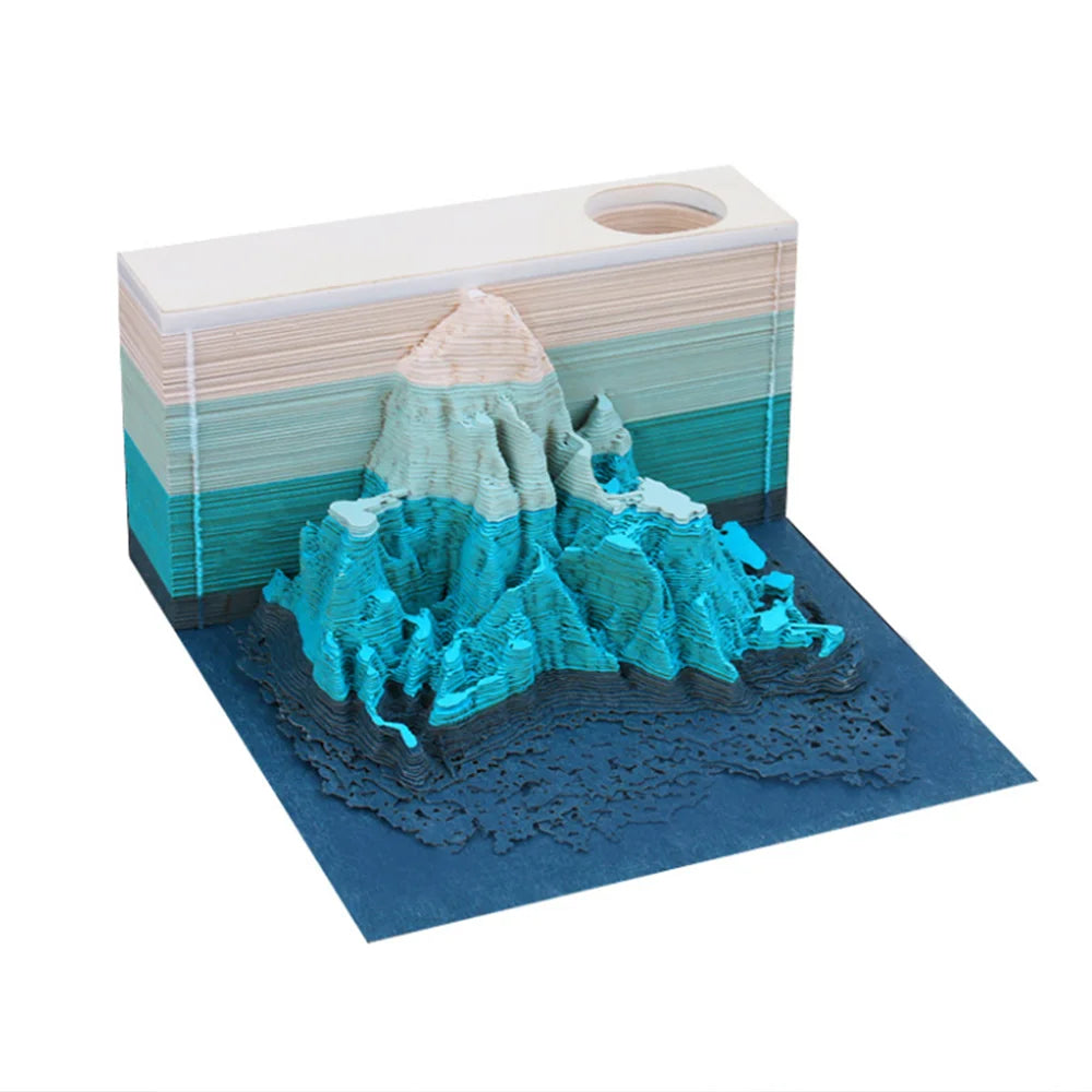 New Products 3D Memo Pad Birthday Gift Paper Art Alps Sculpture Commemorative Craft Paper Cut Sheets Alps Shape 3D Notepad