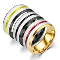 Two-Color Drip Oil Style Stainless Steel Fashion Ring Hand Jewelry Wholesale Brushed Personality Couple Ring Cross-Border Source