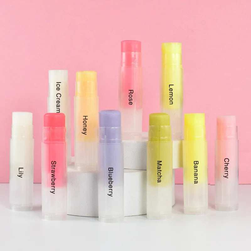 No logo Lip Balm Plant Moisturizing Colorless Lip Balm Private Label  Organic 16 Tastes Fruit Flavor Vegan Butter Lip Balm Stick