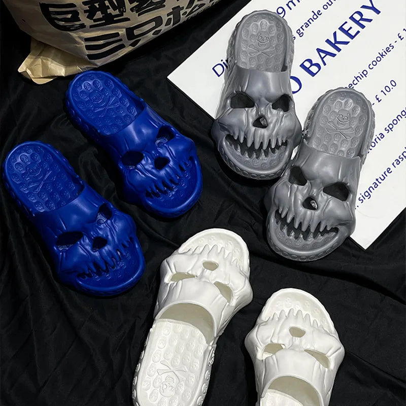 Skull Slide Sandals for Women Men Anti-Slip Cushioned Slippers EVA Thick Soft Slides Open Toe Slide on Outdoor Beach Pool Sandal