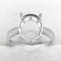 Semi Mount 10*12mm Sterling Silver Ring Empty Blank Support Claws Setting S925 Mountain Base Without Center Stone for DIY Inlay