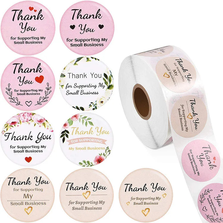 Custom Anti-Water Laser Logo Stickers Thank You Stickers for Small Business