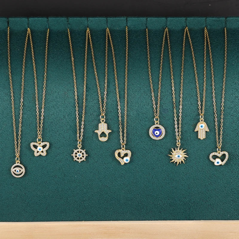 HOVANCI Luxury Fine Jewelry Minimalist Flower Pendant Stainless Steel Bling Rhinestone Crystal Heart Necklace