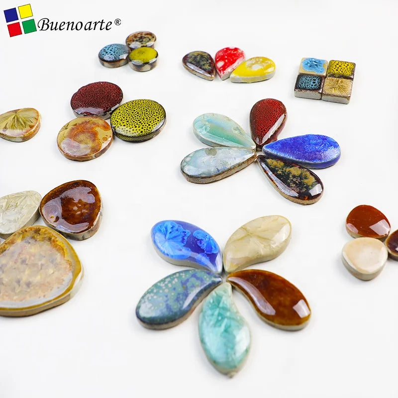 DIY Craft Modern Ceramic Scraps with Round Water Drop Irregular Free Stone Mosaic Making Teardrop Art Tear Porcelain Outdoor