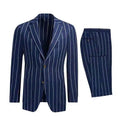 New Arrival Blue Stripe Men's Blazer With Notch Lapel Two Buttons Wedding Party Groom Tuxedos Terno Masculino 2 Pieces