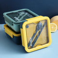 1100ml Leak-proof Blue Green Square Shape Food Plastic School Office Bento Lunch Box with Food Warm Function