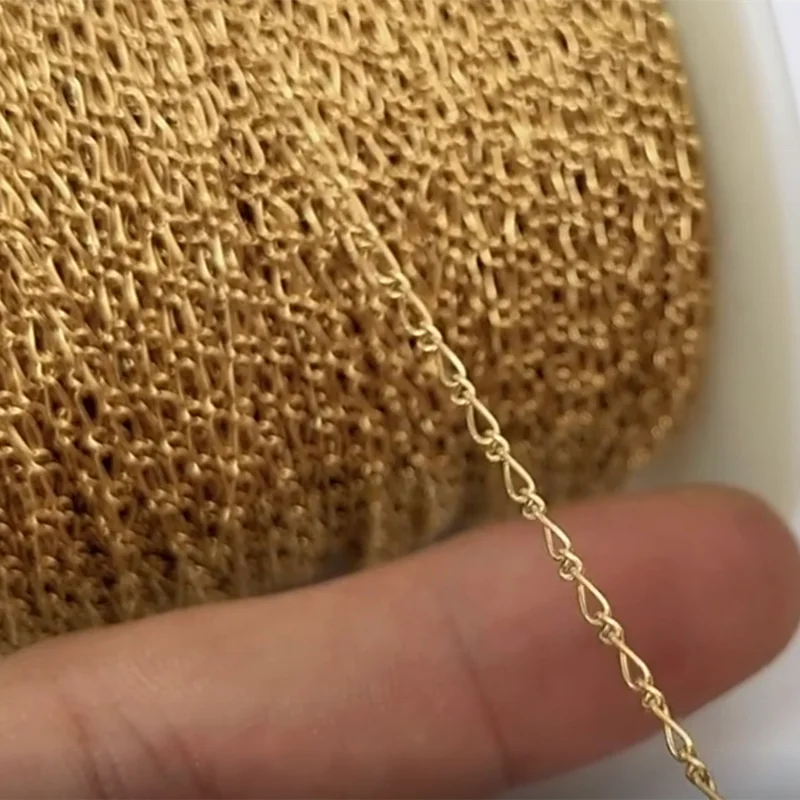 Vintage 1+1 Figaro Chain Bulk for Women Necklace Permanent Jewelry Making Gold Filled Chains