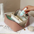 Wholesale Custom Logo Plain Organizer Makeup Cases Pu Leather Storage Pouch Large Capacity Travel Cosmetic Bag
