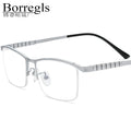 Borregls Pure Titanium Glasses Frame Men Japanese Brand Designer Semi-Rimless Square Eyeglasses Half-Rim Optical Eyewear 10094