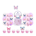 DAMAI Butterfly Birthday Party Decorations Disposable Paper Plates Napkins Cups Tablecloth and Banner Girl Party Birthday Set