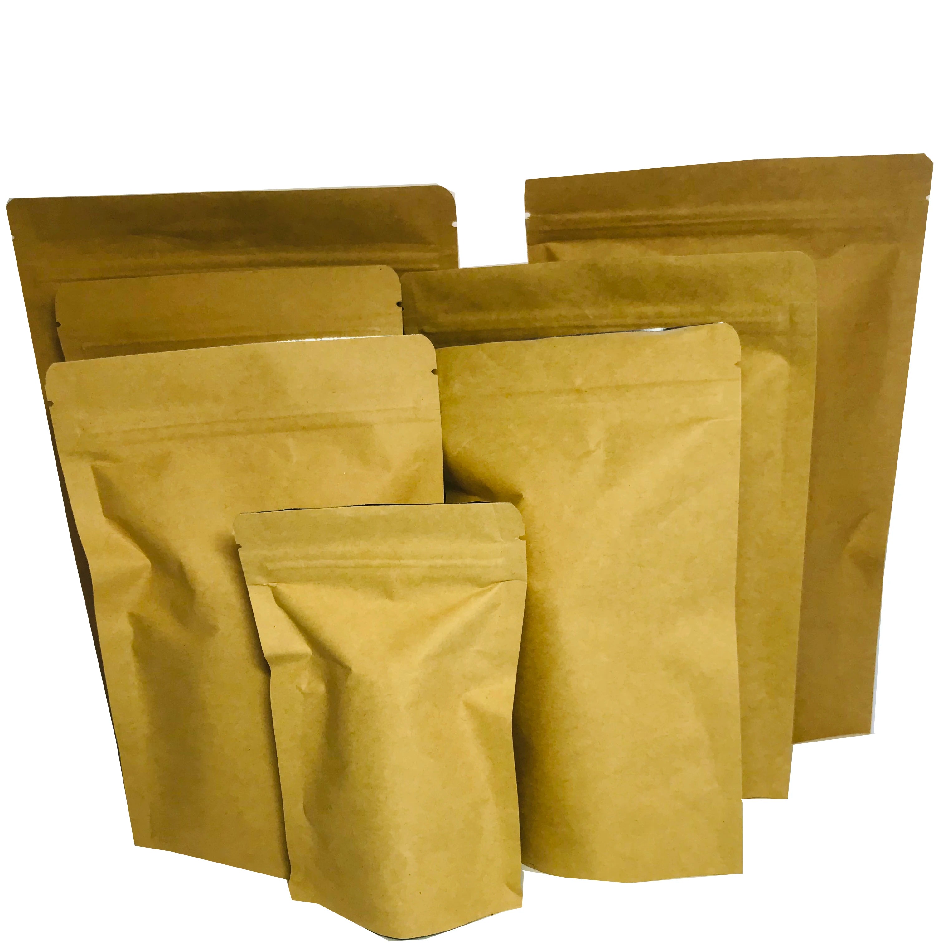 China Wholesale Top Quality Custom Logo Brown Stand up Zipper Bag With Aluminium Foil Kraft Paper Bags Logo for Shopping