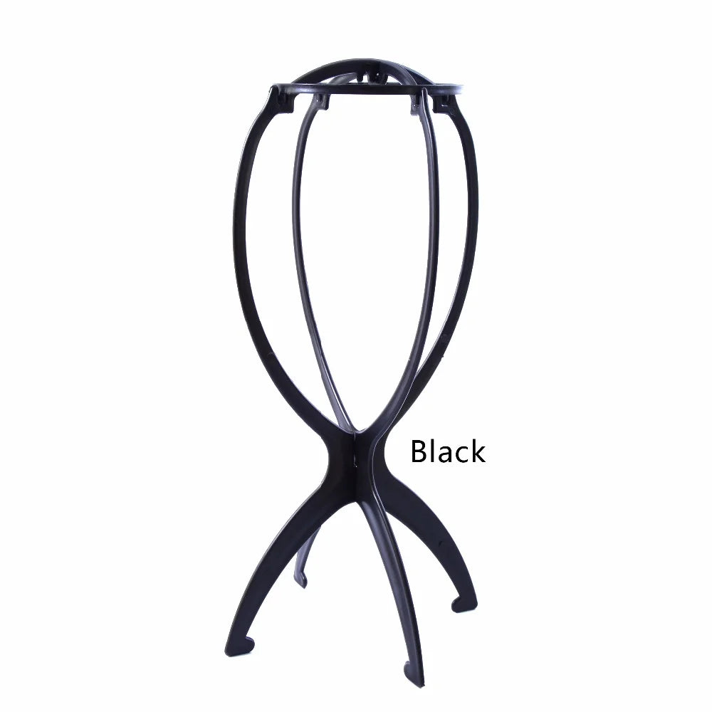Wholesale Adjustable Colorful Wig Stands Plastic Hat Display Wig Head Holders Mannequin Head Stand Portable Folding Wig Stand