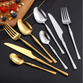 Wholesale Small Waist Design 410 Stainless Steel Dinnerware Flatware Set Knife Fork Spoon Silverware Gold Cutlery Set