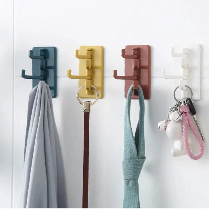 Creative Nordic Kitchen Bathroom Wall-Mounted Strong Hook Self-Adhesive Key Storage Organizer Rotating Hook for Jewelry Tools