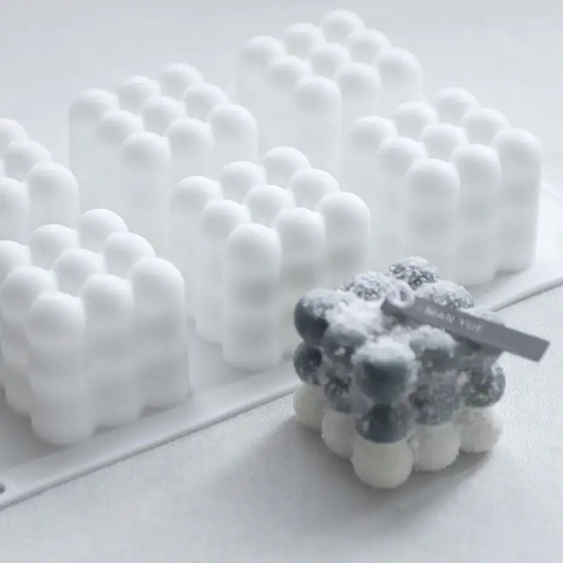6 Cavity Popular Round Magic Lattice Mould Handmade Soy Aroma Wax Silicone Bubble Candle Mold