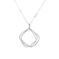 S925 Silver Fashion Personality Three Ring Geometric Square Pendant Creative Design Trend Necklace Female