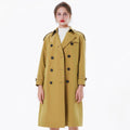 Bosha 2023 Custom Women's Dark Olive Green Trench Coat Casual Double Breasted with Buttons Long for Autumn