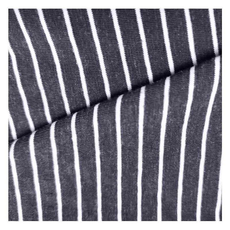 92001A Organic GOTS Certified Yarn Dye 30% Hemp 70% Cotton Blend Stripe Knitted Jersey Fabric for T-shirts Bags & Outdoor Use