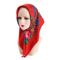 2023 Women Russia Style Square Head Scarf Ethnic Causal Floral Print Scarf