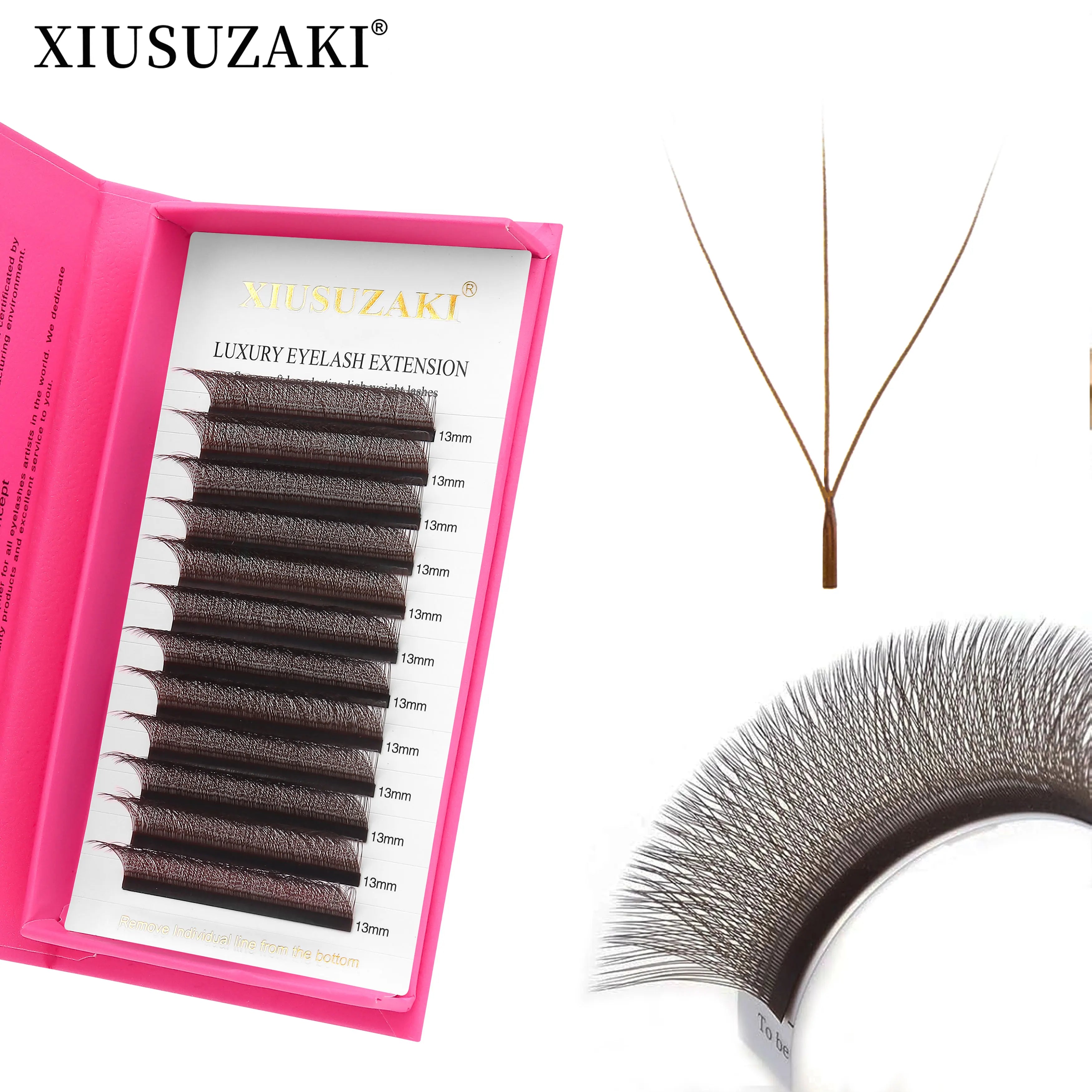 XIUSUZAKI 0.07mm Dark Brown Cashmere Volume Eyelash W 3d Shape Extension Individual Eyelash Brown 3d W Lashes