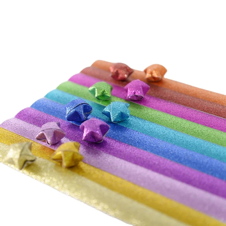 Factory Price Colored Origami Paper for Lucky Birds and Stars Kids DIY Crafts Folded Paper Holiday Decoration & Gift Glitter