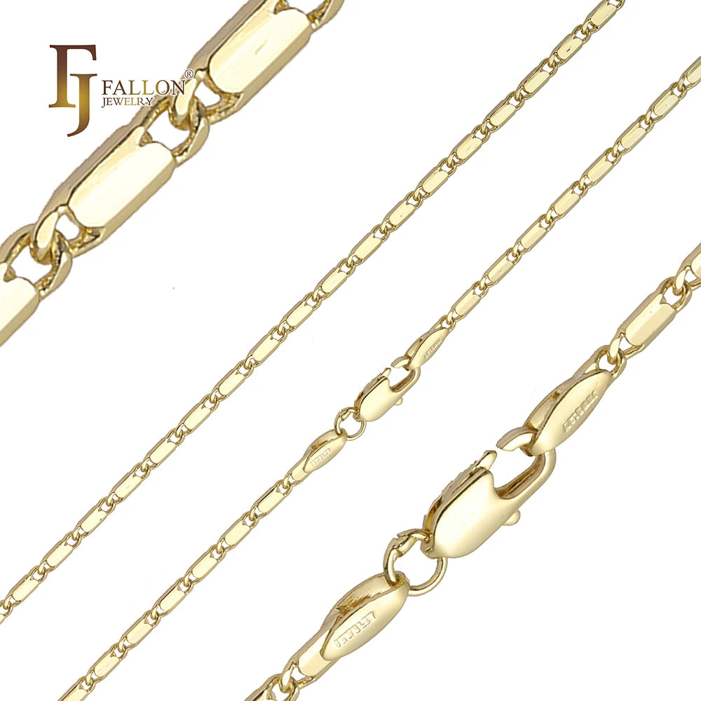 FJ Fallon Fashion Jewelry Long Solid Snail Link Polished Chain Plated in 14K Gold Brass Based