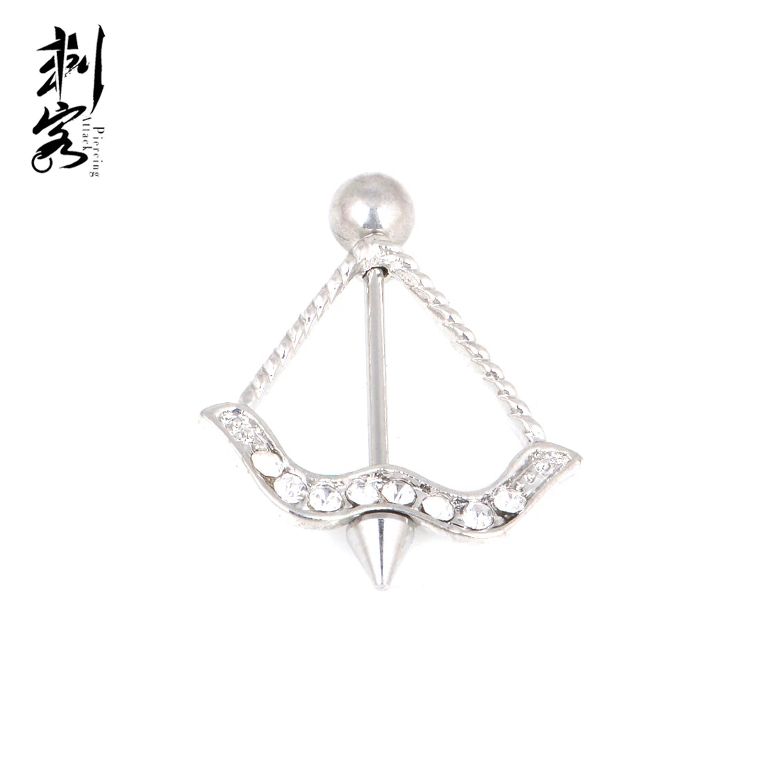 Stainless Steel Arrow Nipple Shield with Paved Gems Nipple Ring Body Piercing Jewelry