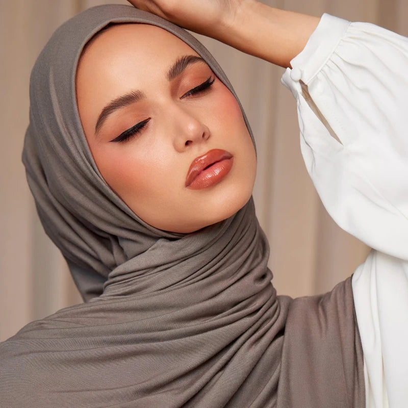 59 Colors Plain Solid Cotton Jersey Hijab Wholesale Elasticity Muslim Women Shawl Scarf 180x80cm Hijab