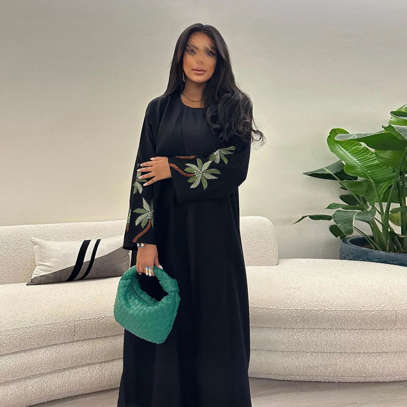 New Arrival Open Abaya Winter and Autumn Delicate Plant Embroidery Kimono Abaya Women Muslim Dress