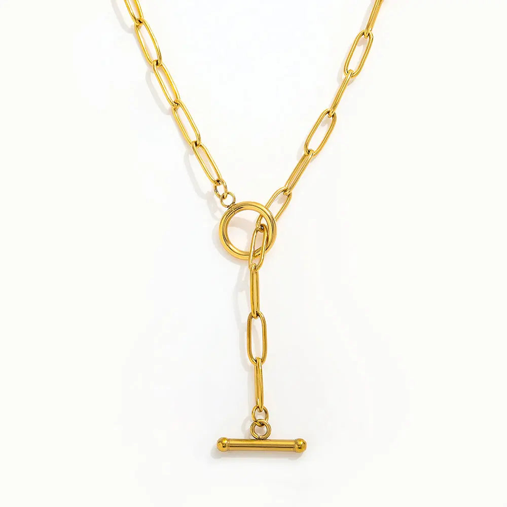 Joolim 18K Gold Plated Oval Link Chain Toggle Necklace Stainless Steel Necklace Jewelry Wholesale