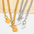 BJG0314N 0139B Flat Snake Necklace OT Buckle Heart Bracelet Stainless Steel Clavicle Chain Hip Hop Two-piece Set Does Not Fade