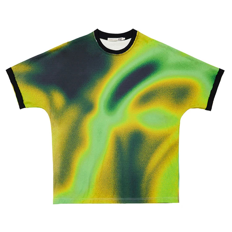 Manufacturer Custom High Quality Spliced Round Neck T-shirt Oversize Full Printing Hip Hop Tshirts Men Casual Wear