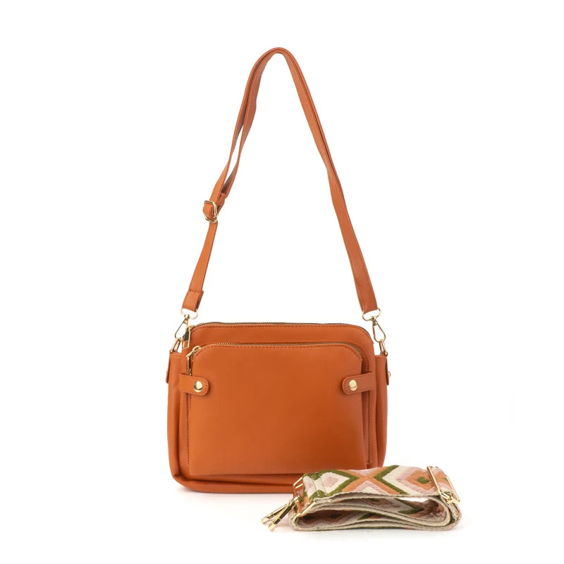 Wholesale Custom Fashion Brand Designer PU Leather Zipper Modern Trendy Cases Travel Toiletry Crossbody Messenger Bags Shoulder