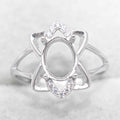 Sterling Silver 6*8mm Semi Mount Ring Empty Frame Blank Support Claw Setting S925 Base Holder Without Center Stone for DIY Inlay