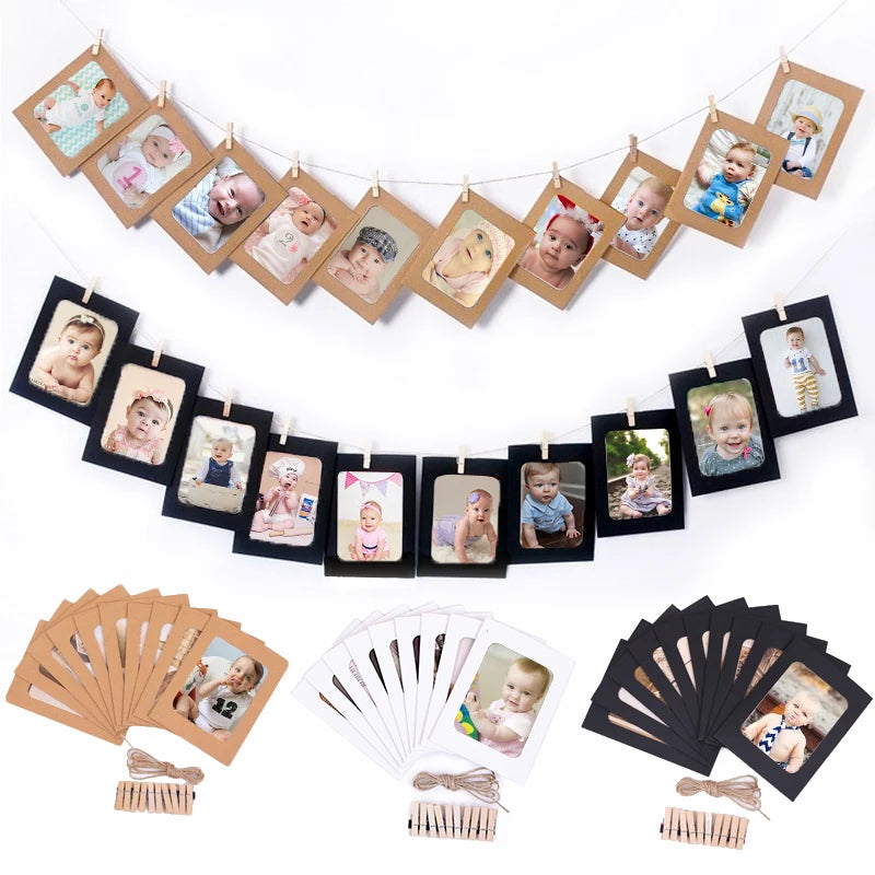 1st Birthday 12 Months Bunting Garland Photo Banner Baby Birthday Party Decoration Baby Shower Photo Banner