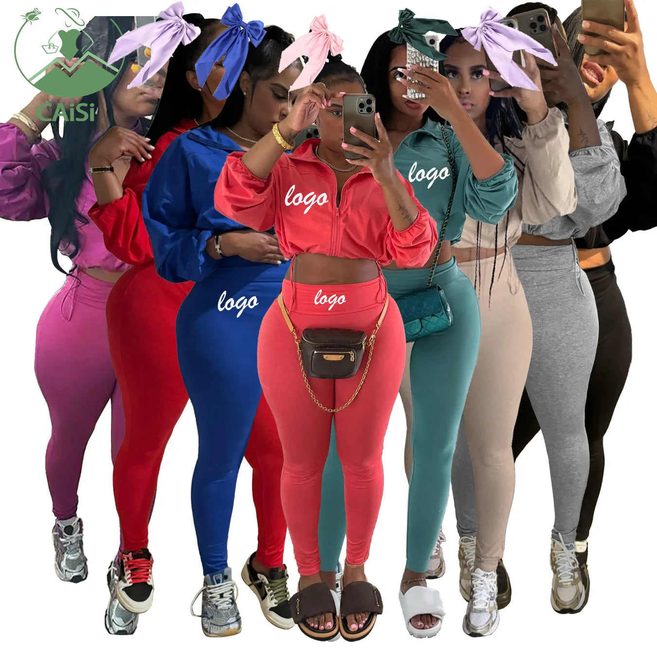 Fall 2 Piece Set 2024 Women Clothes Solid Long Sleeve Drawstring Zipper Crop Coat +Skinny Legging Female Casual Sporty Outfits