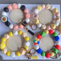 Hot Sale Summer New Donut Lemon Food Fruit Silicone Beads Wristlet Keychain for Women