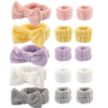 Can Custom Logo Flannel Skincare Spa Wristband Makeup Facial Wrist Washband Face Towel Wash Bow Headband Scrunchie Set for Women