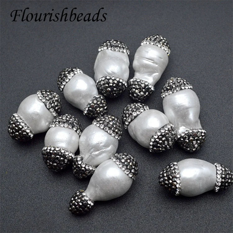 Wholesale Freeform Shiny Rhinestones Pave Freshwater Pearl Beads for DIY Fashion Woman Jewelry Necklace Bracelet Making