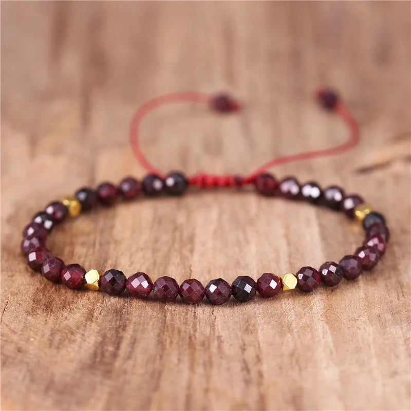 4mm Natural Stone Garnet Beads Tibetan Stone Beads Stretch Bracelet for Men Women Yoga Crystal Bead Bracelets Dropship Wholesale