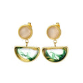 Wholesale Custom 18K Gold Plated Stainless Steel Jewelry Opal Stone Match Resin Stud Earrings For Women Girls