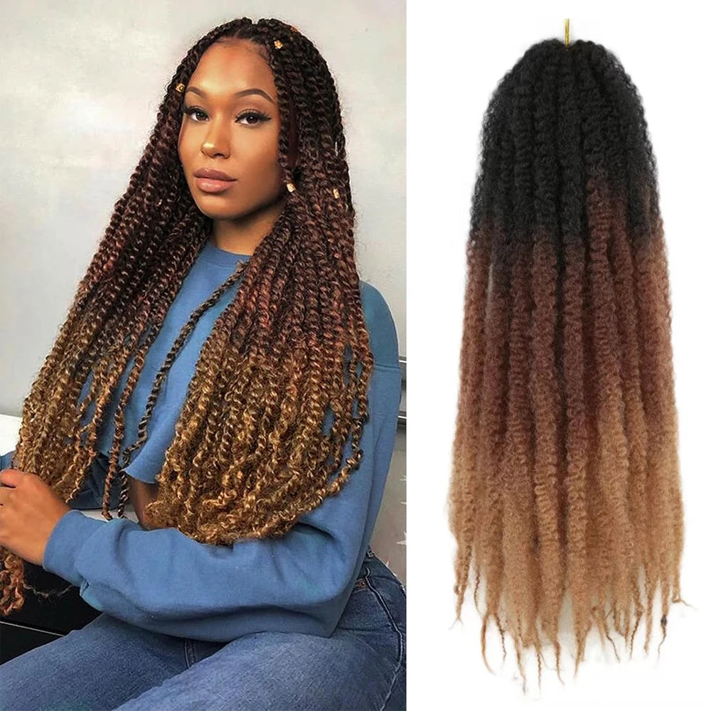 Afro Kinky Curly Twist Braiding Hair Soft Braids Marley Twist Hair Three Color Synthetic AfroTwist Marley Crochet Hair for Woman MegaBDM