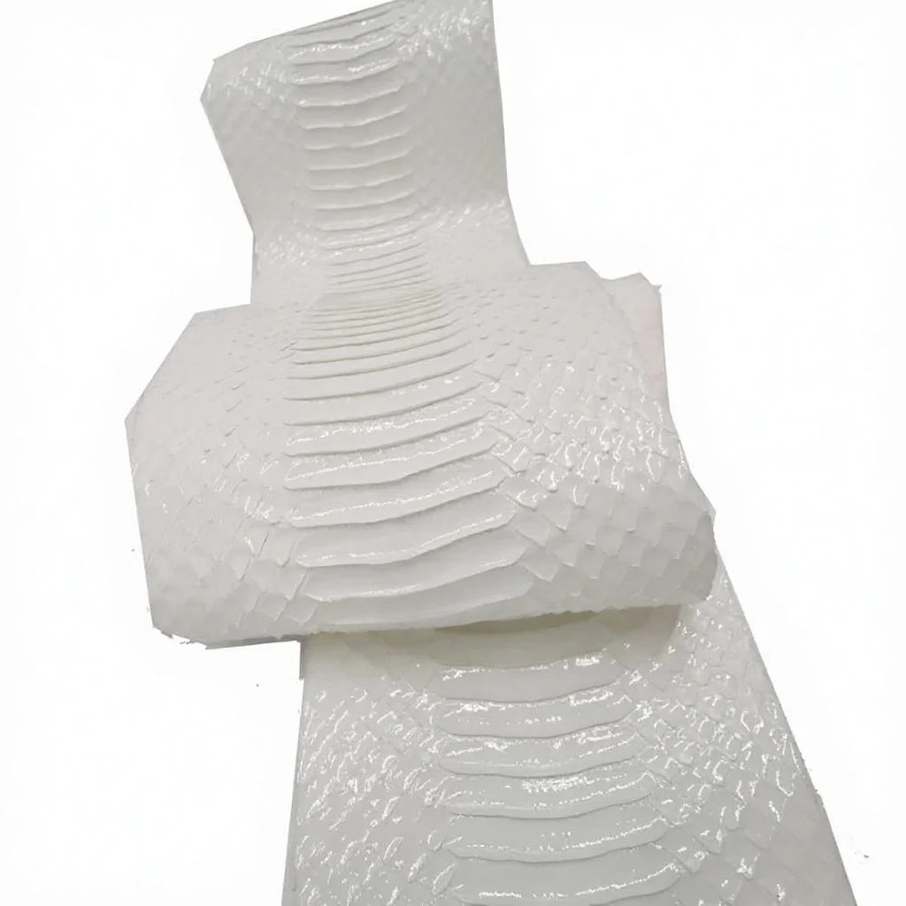 White Eco-Friendly Water Snake Grain Leather for Clothing Craft Home Decor & Dress Materials