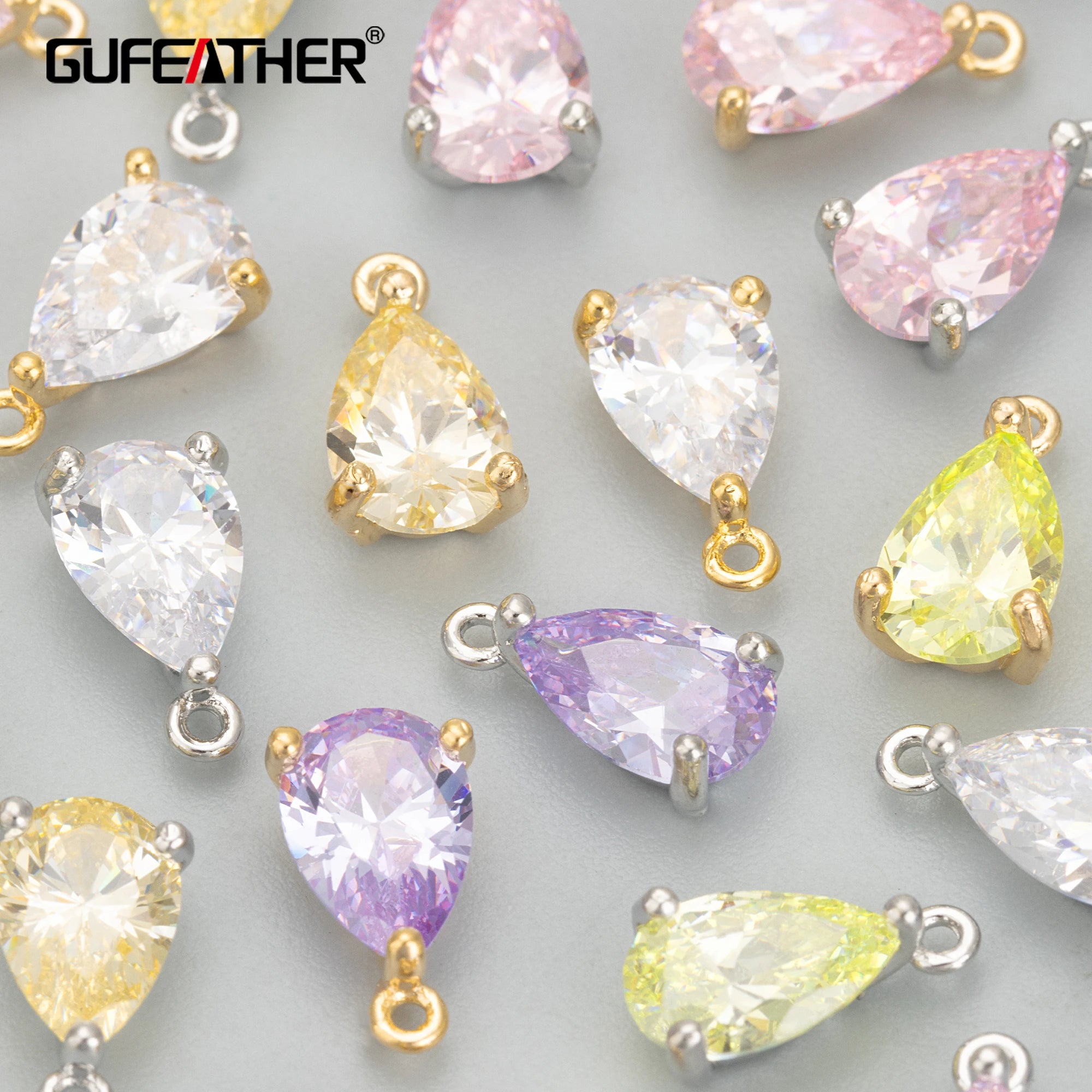 MD17 18K Gold Rhodium Plated Jewelry Accessories Nickel Free Copper Free Zircon Charm DIY Pendants 10pcs/Lot