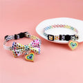 Cute Pet Holiday Decoration Colorful Heart Pattern Pendant Bow Cat Collar with Bell