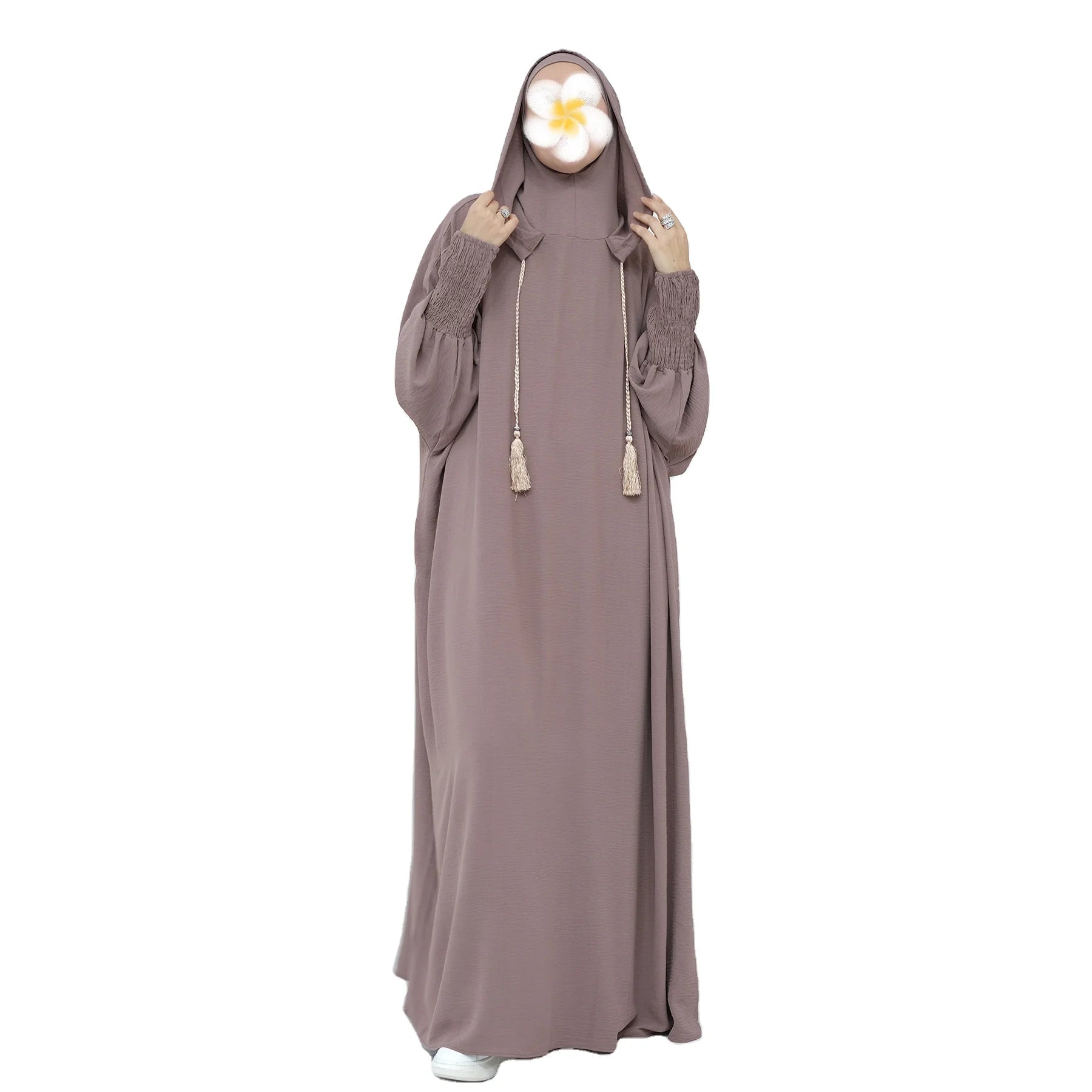 2024 Eid Ramadan Women's Double Hooded Abaya Kaftan Long Cardigan Robe Maxi Islamic Dress Casual from Dubai Breathable Polyester